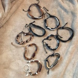 Leather and cord bracelets